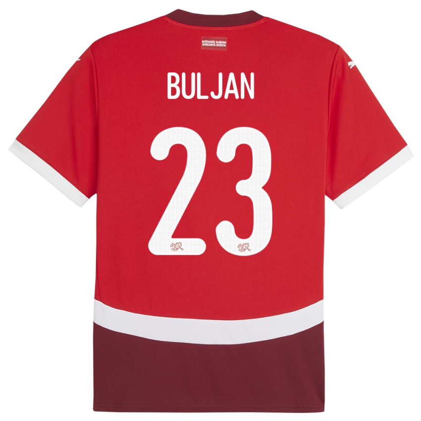 Enfant Maillot Suisse Leo Buljan #23 Rouge Tenues Domicile 24-26 T-Shirt Belgique