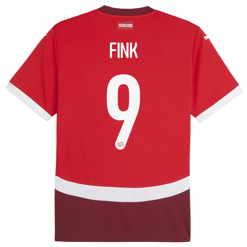 Kinder Schweiz Bradley Fink #9 Rot Heimtrikot Trikot 24-26 T-Shirt Belgien