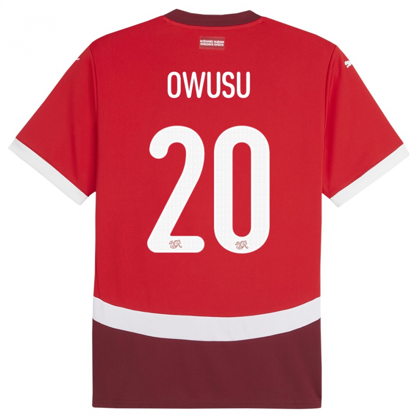 Enfant Maillot Suisse Tyron Owusu #20 Rouge Tenues Domicile 24-26 T-Shirt Belgique