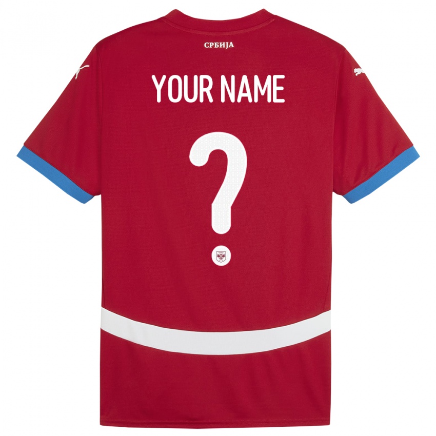 Enfant Maillot Serbie Votre Nom #0 Rouge Tenues Domicile 24-26 T-Shirt Belgique