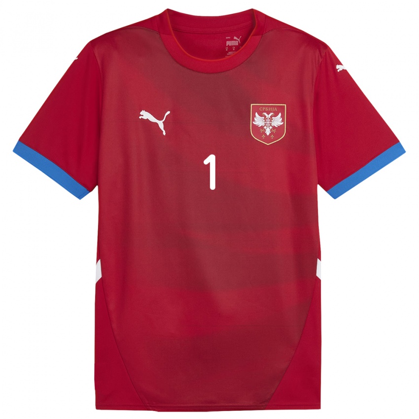 Kinder Serbien Marko Dmitrovic #1 Rot Heimtrikot Trikot 24-26 T-Shirt Belgien