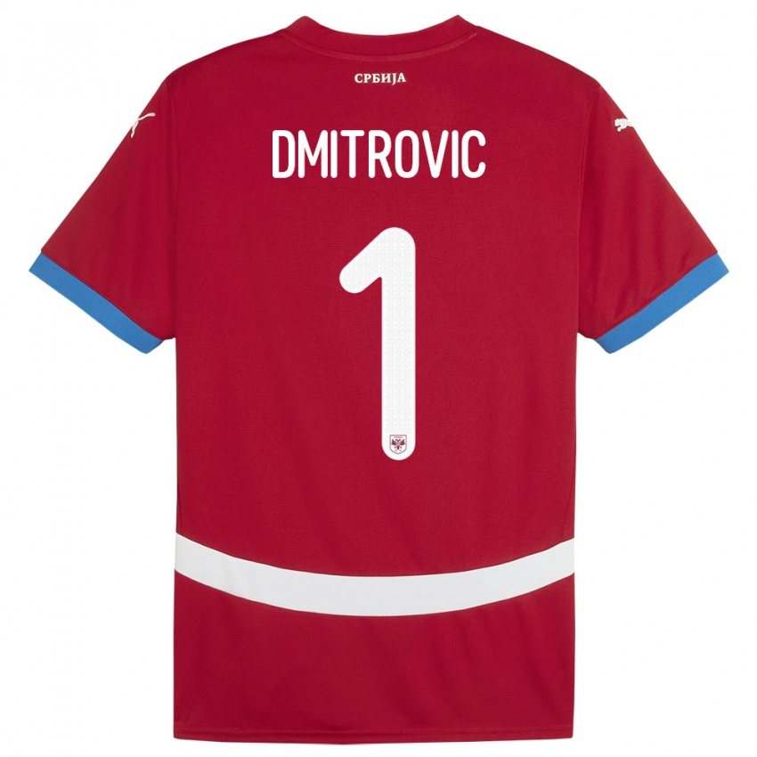 Kinder Serbien Marko Dmitrovic #1 Rot Heimtrikot Trikot 24-26 T-Shirt Belgien