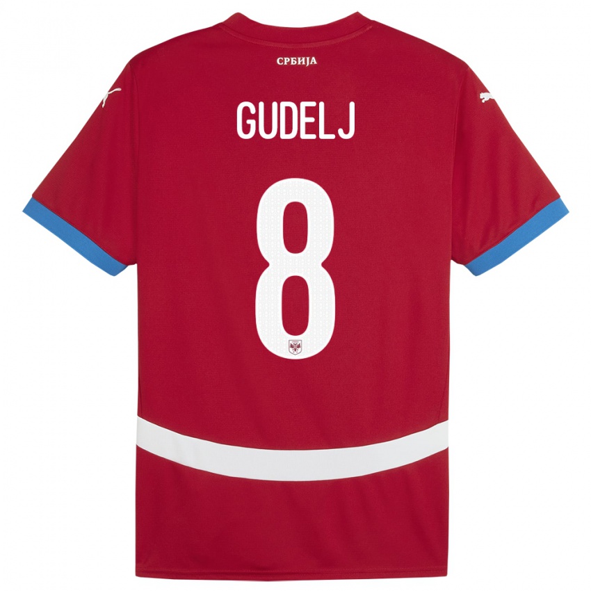 Kinderen Servië Nemanja Gudelj #8 Rood Thuisshirt Thuistenue 24-26 T-Shirt België