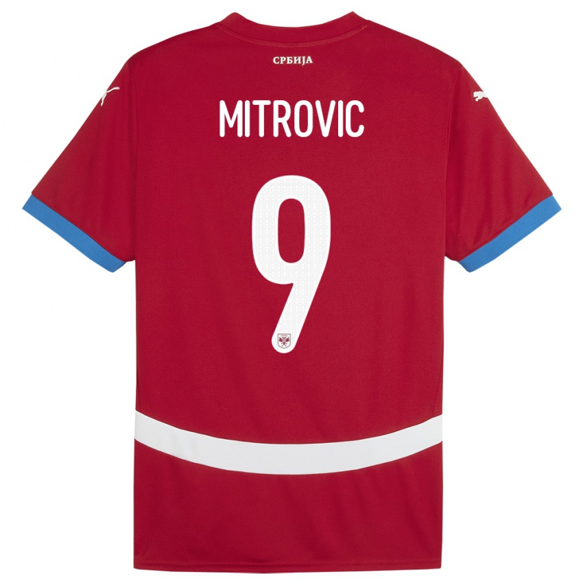 Enfant Maillot Serbie Aleksandar Mitrovic #9 Rouge Tenues Domicile 24-26 T-Shirt Belgique