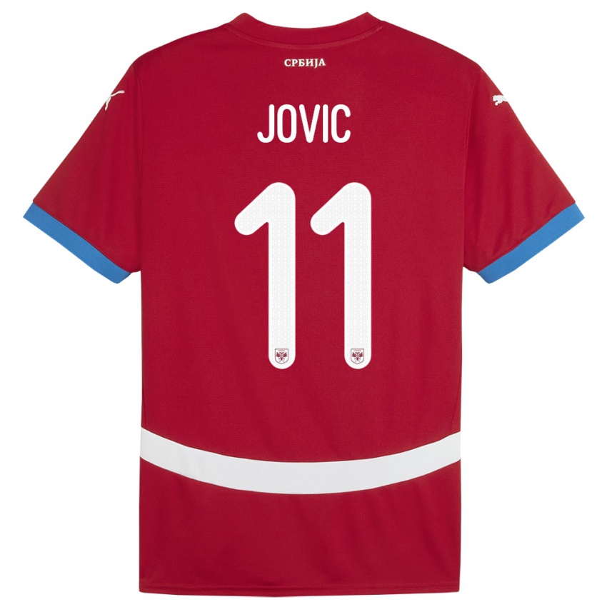 Enfant Maillot Serbie Luka Jovic #11 Rouge Tenues Domicile 24-26 T-Shirt Belgique