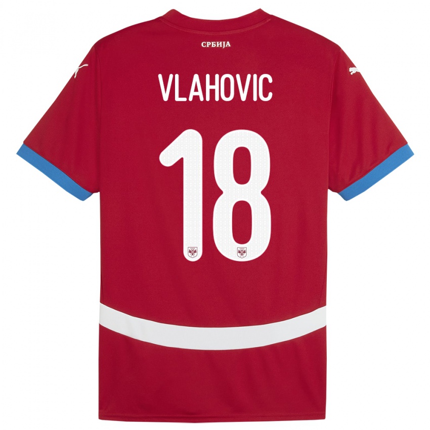 Kinder Serbien Dusan Vlahovic #18 Rot Heimtrikot Trikot 24-26 T-Shirt Belgien