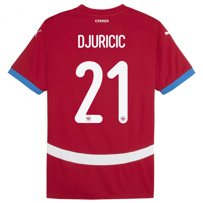 Kinderen Servië Filip Djuricic #21 Rood Thuisshirt Thuistenue 24-26 T-Shirt België