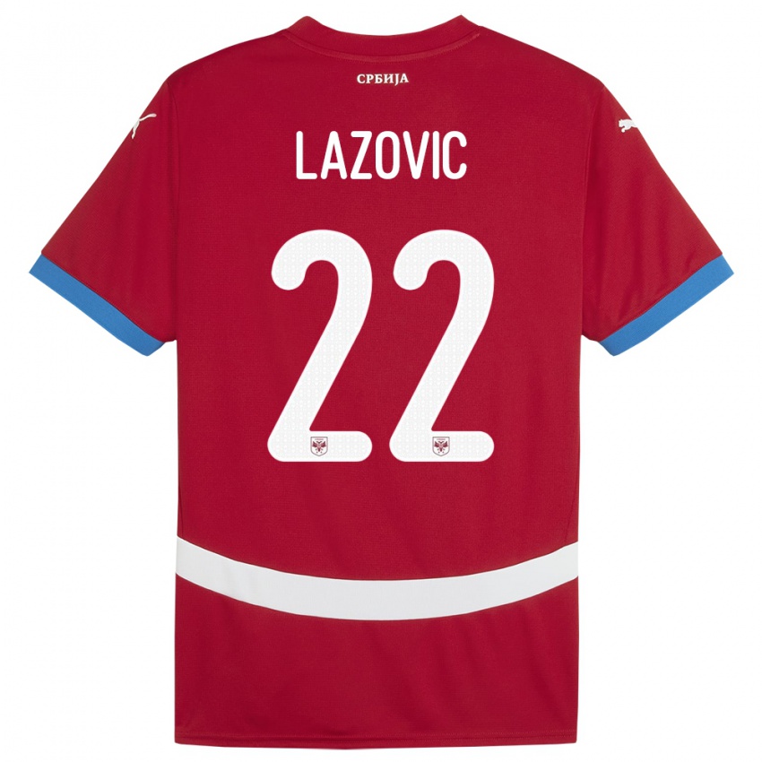 Enfant Maillot Serbie Darko Lazovic #22 Rouge Tenues Domicile 24-26 T-Shirt Belgique