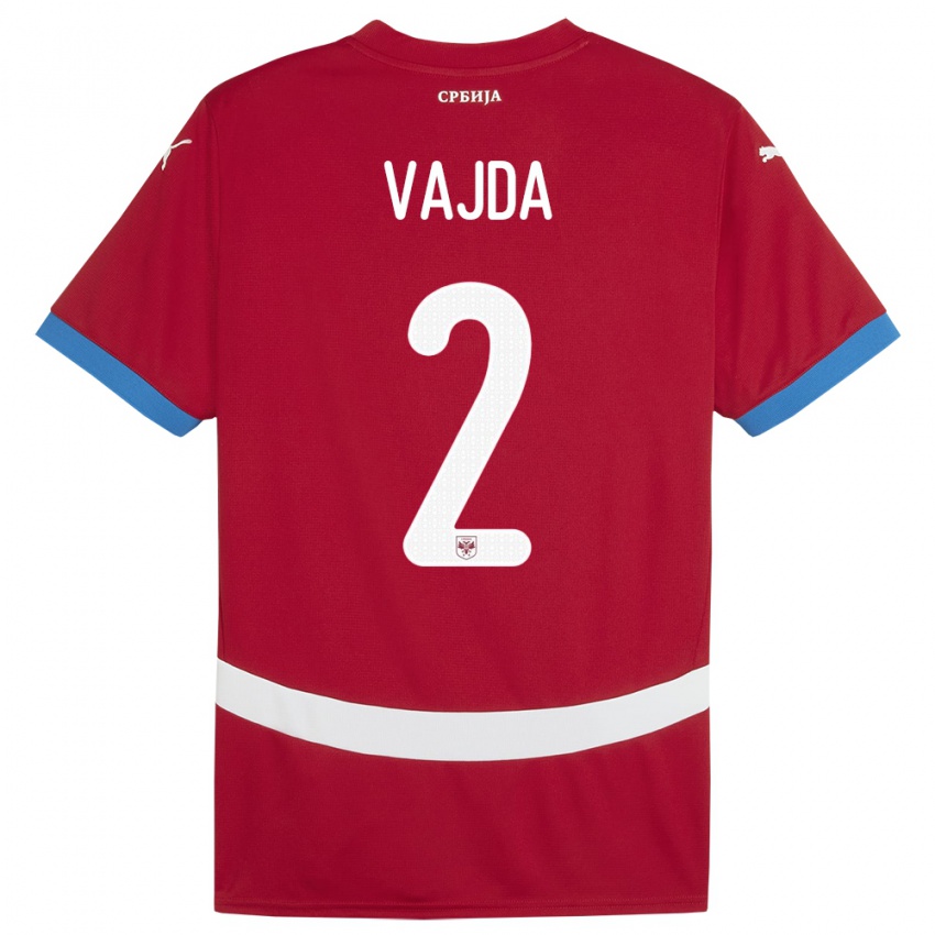 Enfant Maillot Serbie Orsoja Vajda #2 Rouge Tenues Domicile 24-26 T-Shirt Belgique