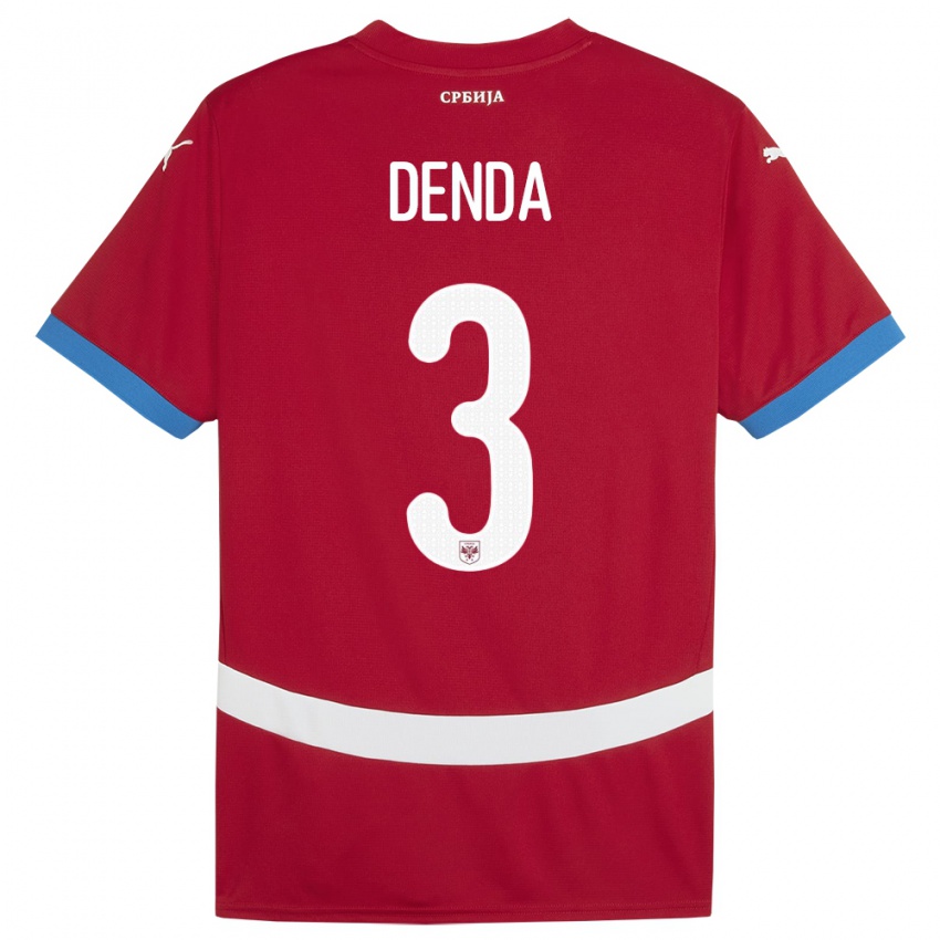 Kinder Serbien Milica Denda #3 Rot Heimtrikot Trikot 24-26 T-Shirt Belgien