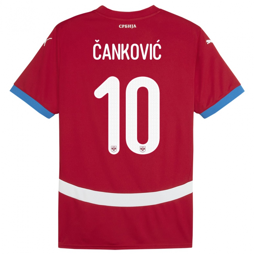 Kinderen Servië Jelena Cankovic #10 Rood Thuisshirt Thuistenue 24-26 T-Shirt België