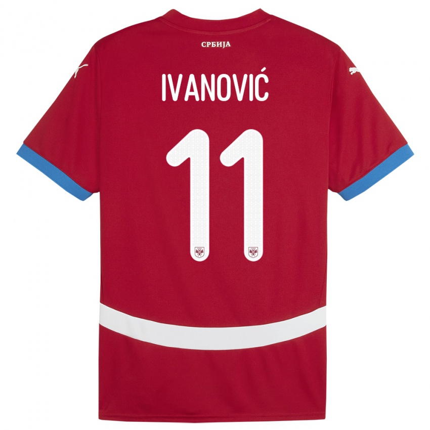 Kinderen Servië Miljana Ivanovic #11 Rood Thuisshirt Thuistenue 24-26 T-Shirt België