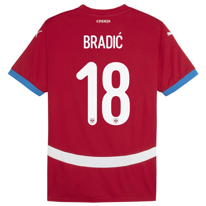 Enfant Maillot Serbie Biljana Bradic #18 Rouge Tenues Domicile 24-26 T-Shirt Belgique