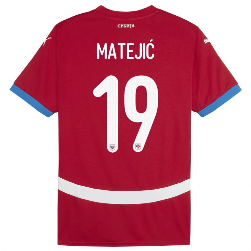 Enfant Maillot Serbie Nina Matejic #19 Rouge Tenues Domicile 24-26 T-Shirt Belgique