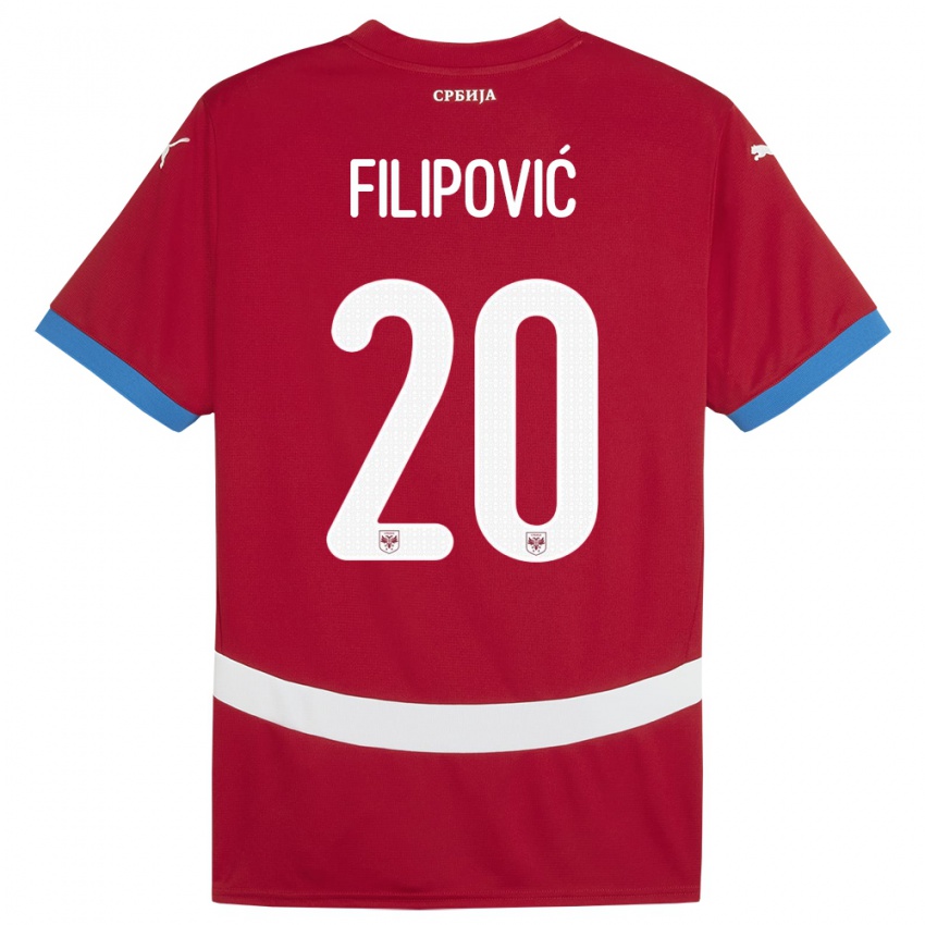 Kinder Serbien Tijana Filipovic #20 Rot Heimtrikot Trikot 24-26 T-Shirt Belgien
