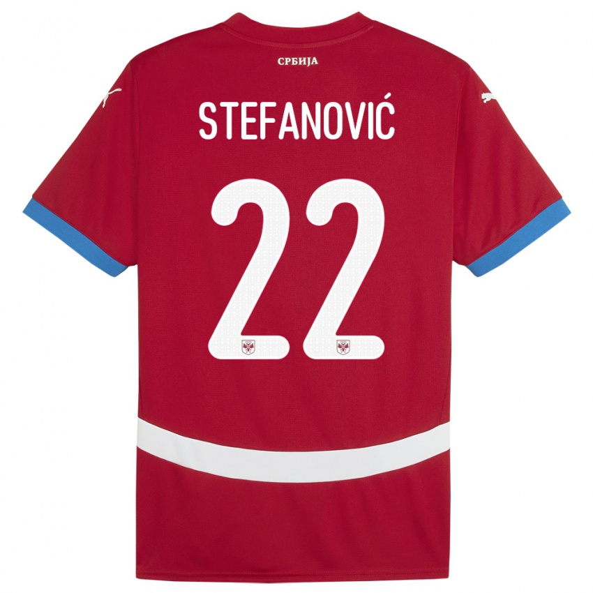 Enfant Maillot Serbie Dejana Stefanovic #22 Rouge Tenues Domicile 24-26 T-Shirt Belgique