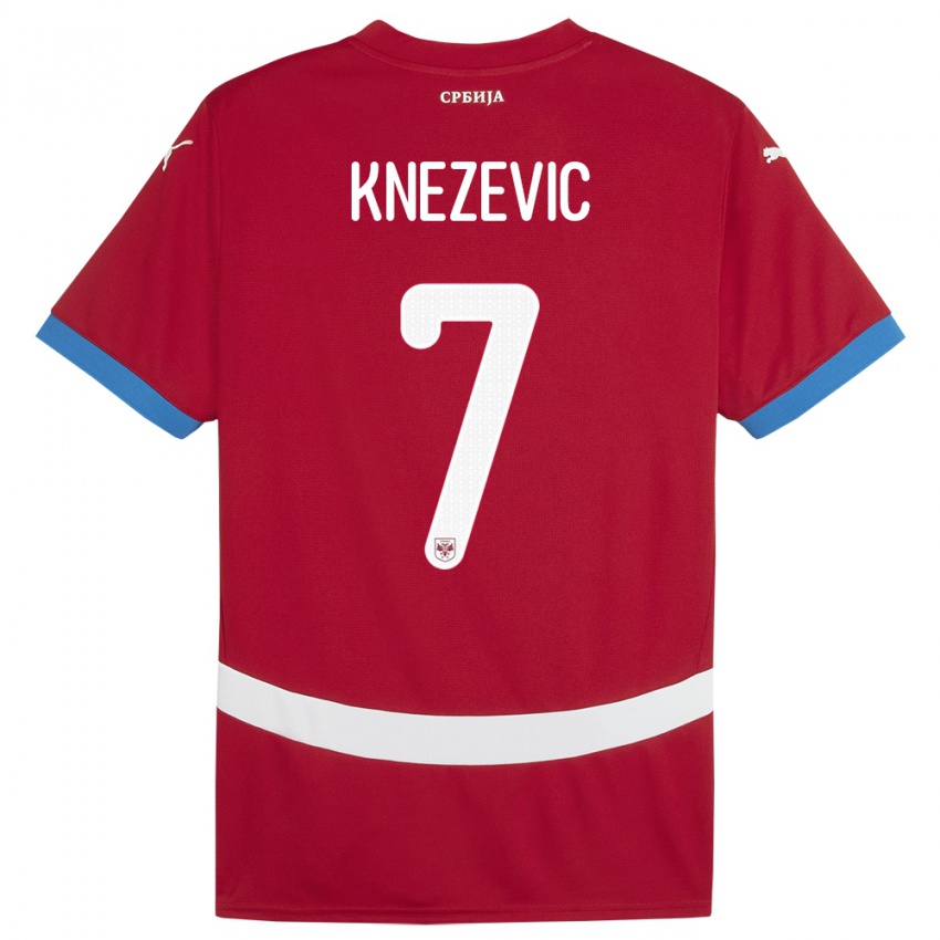 Enfant Maillot Serbie Nikola Knezevic #7 Rouge Tenues Domicile 24-26 T-Shirt Belgique