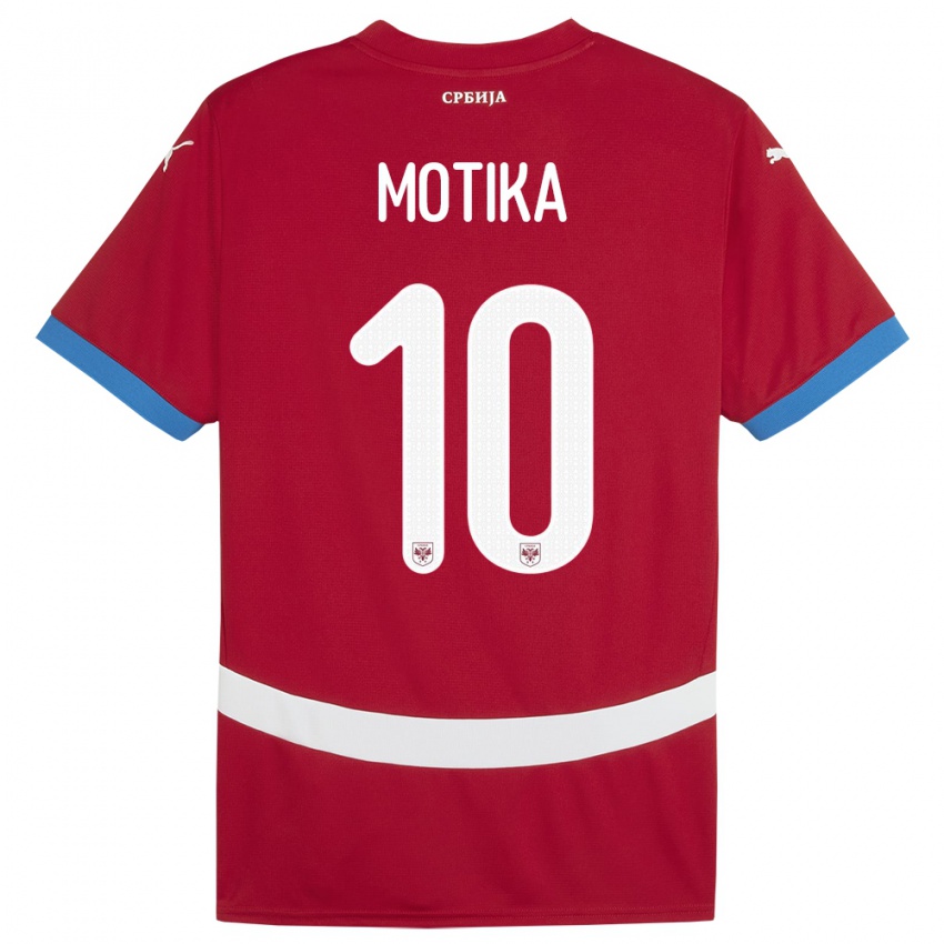 Kinderen Servië Nemanja Motika #10 Rood Thuisshirt Thuistenue 24-26 T-Shirt België