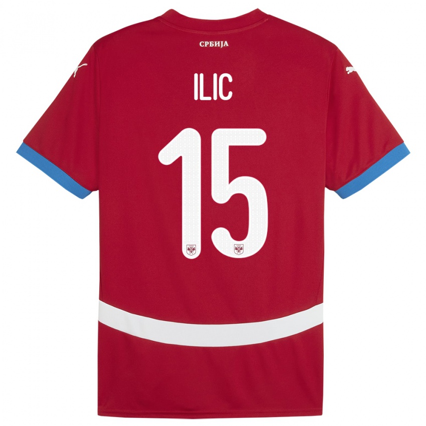 Kinder Serbien Mihajlo Ilic #15 Rot Heimtrikot Trikot 24-26 T-Shirt Belgien