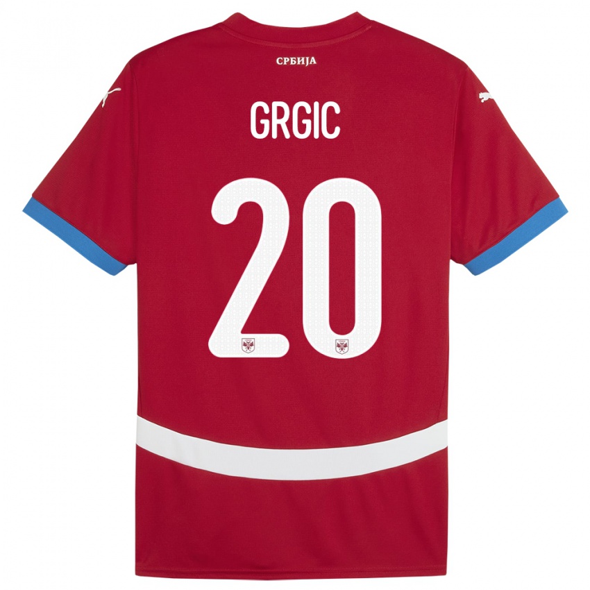 Enfant Maillot Serbie Dario Grgic #20 Rouge Tenues Domicile 24-26 T-Shirt Belgique
