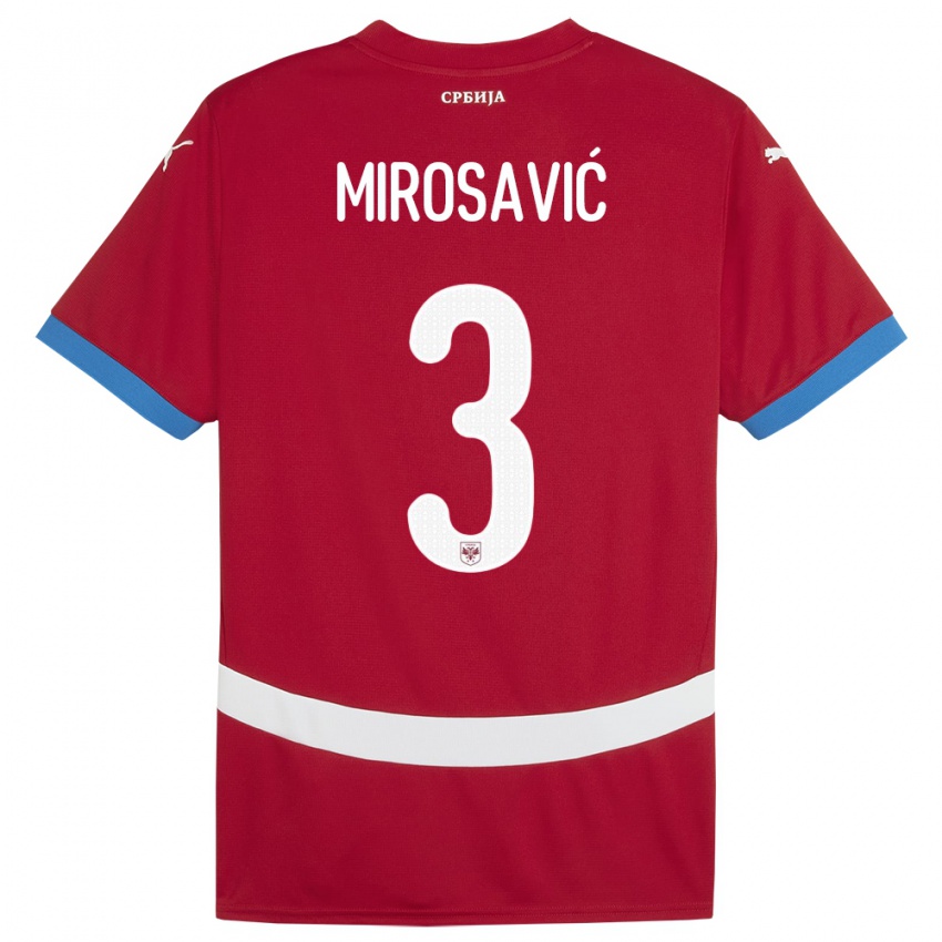 Enfant Maillot Serbie Veljko Mirosavic #3 Rouge Tenues Domicile 24-26 T-Shirt Belgique