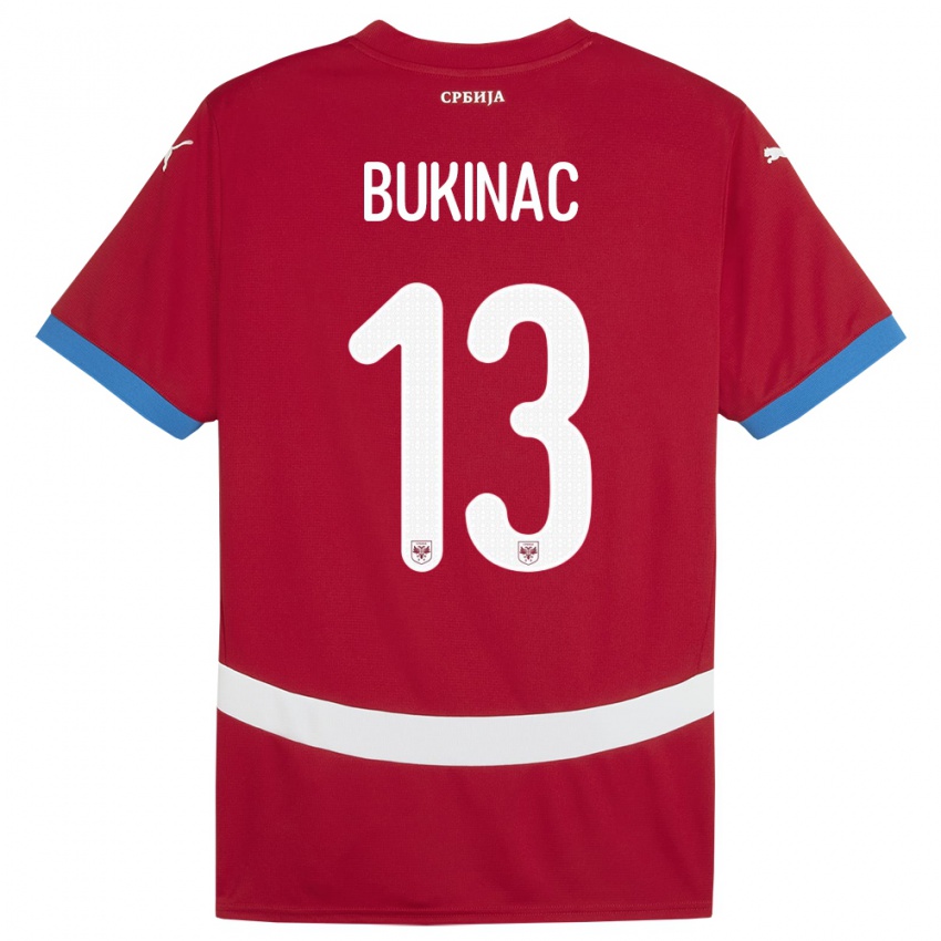 Kinder Serbien Stefan Bukinac #13 Rot Heimtrikot Trikot 24-26 T-Shirt Belgien