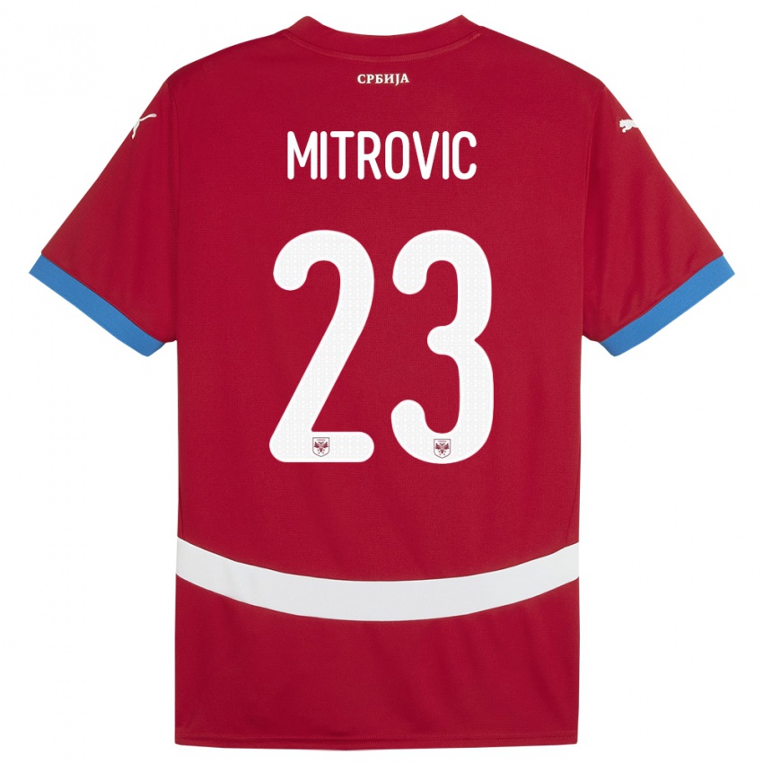 Enfant Maillot Serbie Vuk Mitrovic #23 Rouge Tenues Domicile 24-26 T-Shirt Belgique