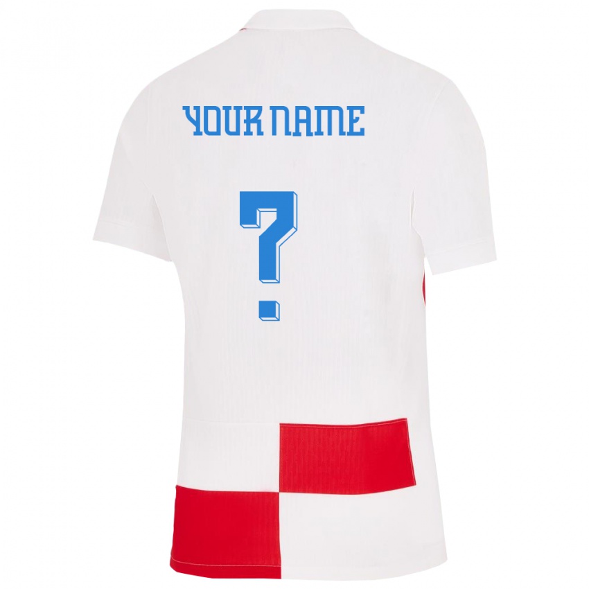 Kinderen Kroatië Uw Naam #0 Wit Rood Thuisshirt Thuistenue 24-26 T-Shirt België