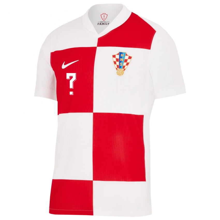 Enfant Maillot Croatie Votre Nom #0 Blanc Rouge Tenues Domicile 24-26 T-Shirt Belgique