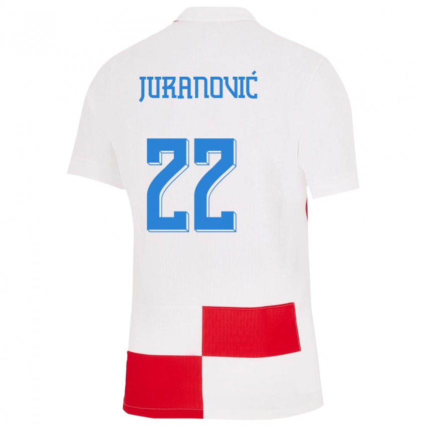 Kinderen Kroatië Josip Juranovic #22 Wit Rood Thuisshirt Thuistenue 24-26 T-Shirt België