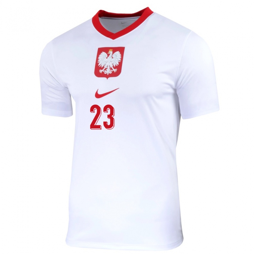 Kinder Polen Milosz Brzozowski #23 Weiß Heimtrikot Trikot 24-26 T-Shirt Belgien
