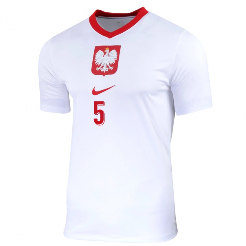 Kinder Polen Michal Gurgul #5 Weiß Heimtrikot Trikot 24-26 T-Shirt Belgien