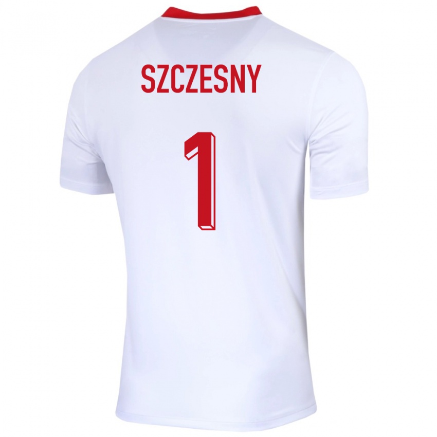 Kinderen Polen Wojciech Szczesny #1 Wit Thuisshirt Thuistenue 24-26 T-Shirt België