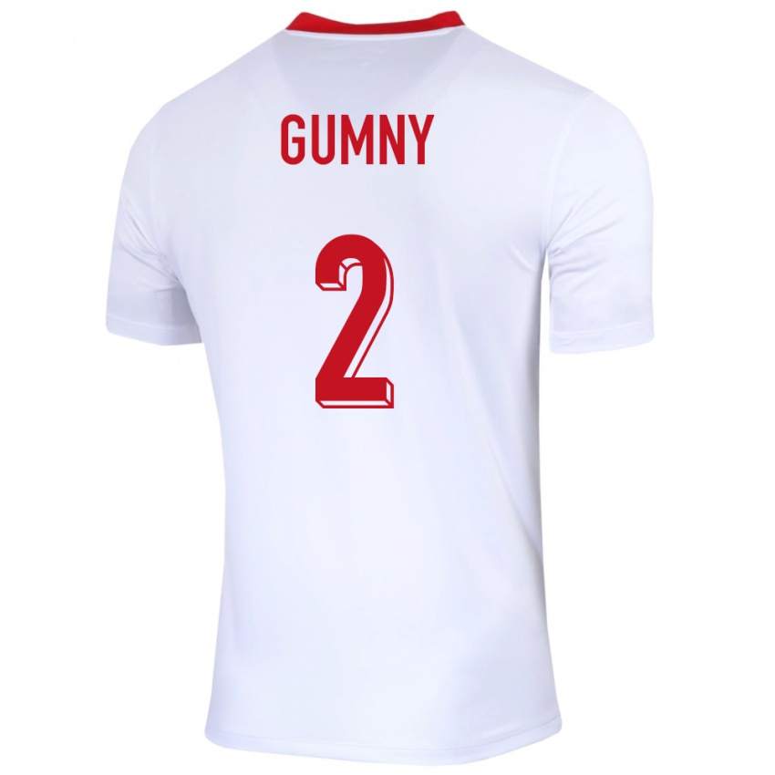 Kinder Polen Robert Gumny #2 Weiß Heimtrikot Trikot 24-26 T-Shirt Belgien