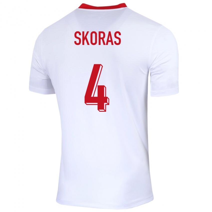 Kinder Polen Michal Skoras #4 Weiß Heimtrikot Trikot 24-26 T-Shirt Belgien