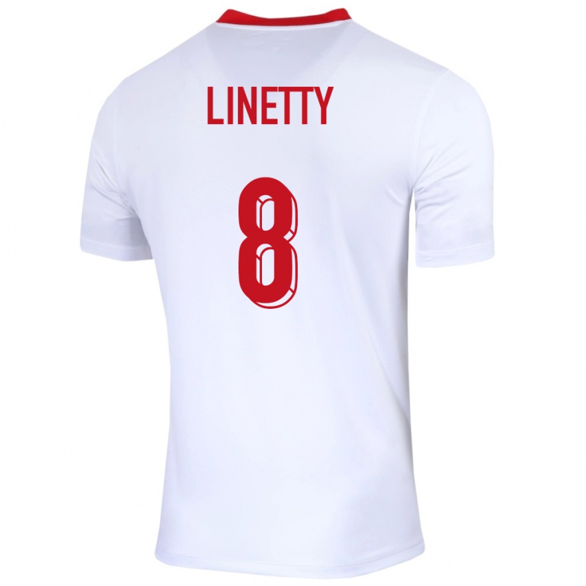Kinder Polen Karol Linetty #8 Weiß Heimtrikot Trikot 24-26 T-Shirt Belgien
