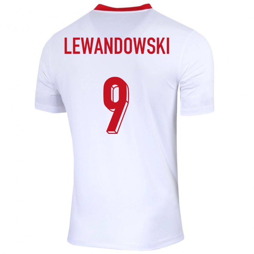 Kinder Polen Robert Lewandowski #9 Weiß Heimtrikot Trikot 24-26 T-Shirt Belgien