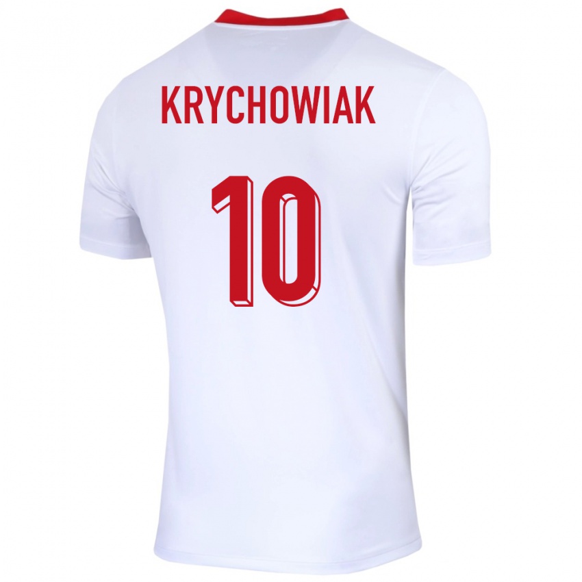 Kinder Polen Grzegorz Krychowiak #10 Weiß Heimtrikot Trikot 24-26 T-Shirt Belgien