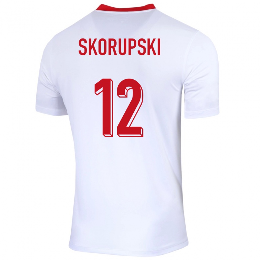 Enfant Maillot Pologne Lukasz Skorupski #12 Blanc Tenues Domicile 24-26 T-Shirt Belgique