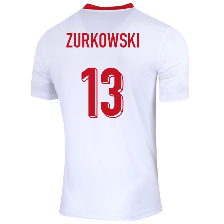 Kinder Polen Szymon Zurkowski #13 Weiß Heimtrikot Trikot 24-26 T-Shirt Belgien