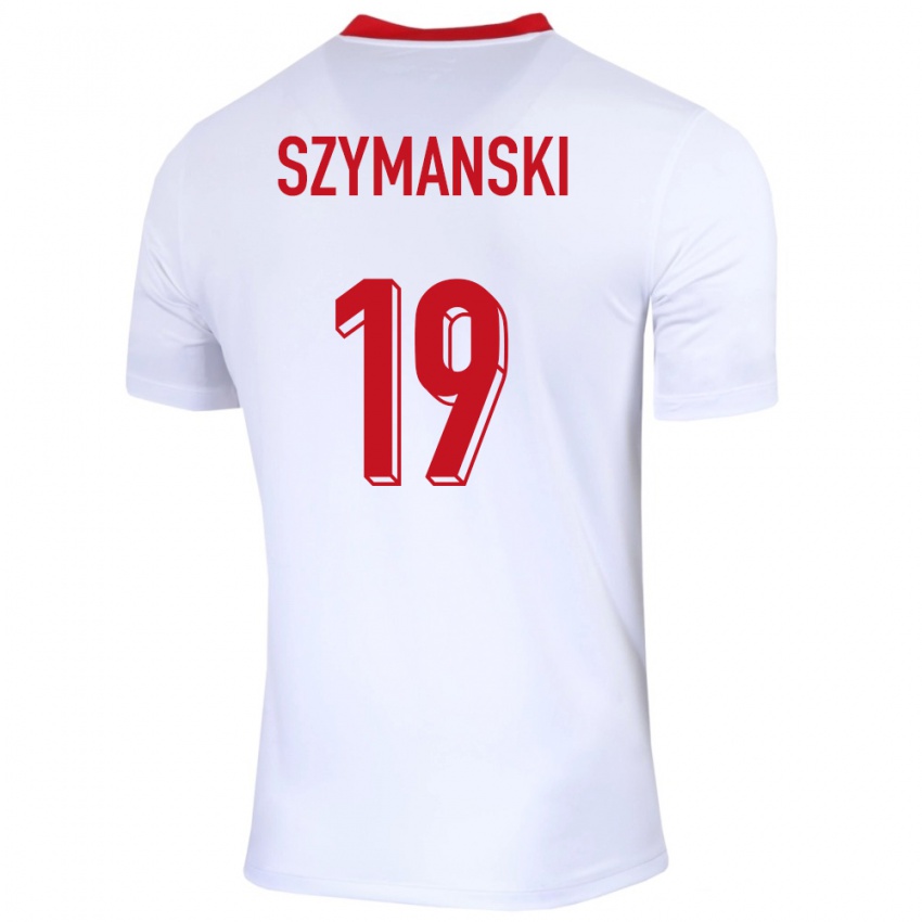Kinder Polen Sebastian Szymanski #19 Weiß Heimtrikot Trikot 24-26 T-Shirt Belgien