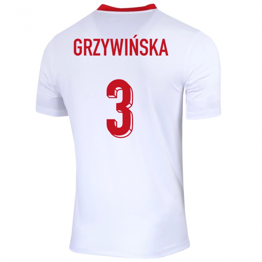 Kinderen Polen Gabriela Grzywinska #3 Wit Thuisshirt Thuistenue 24-26 T-Shirt België