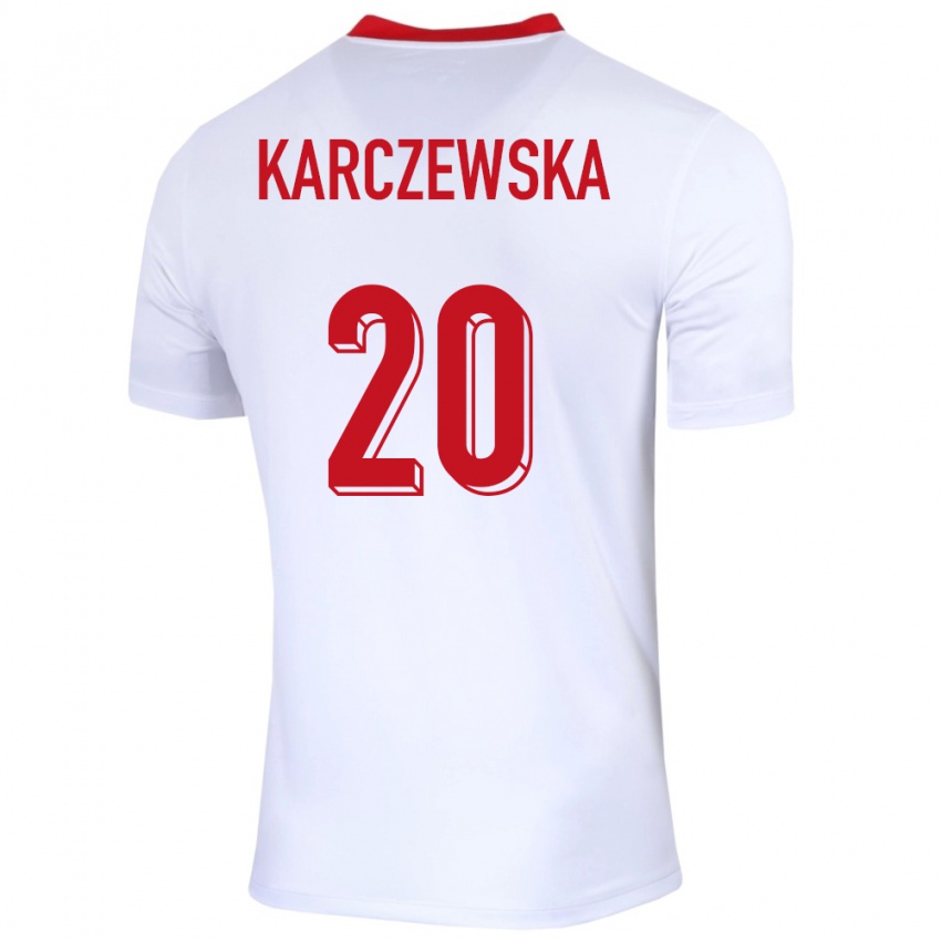 Kinder Polen Nikola Karczewska #20 Weiß Heimtrikot Trikot 24-26 T-Shirt Belgien
