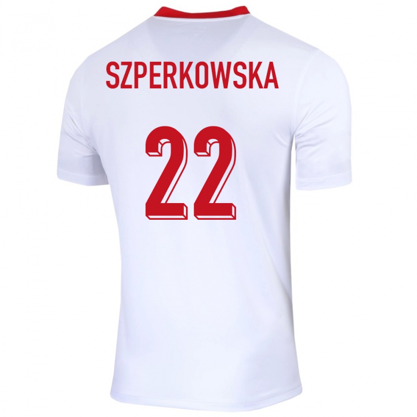 Kinderen Polen Oliwia Szperkowska #22 Wit Thuisshirt Thuistenue 24-26 T-Shirt België