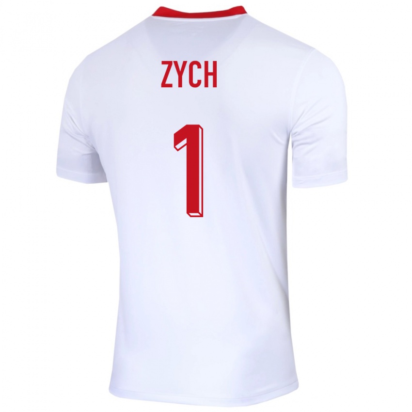 Enfant Maillot Pologne Oliwier Zych #1 Blanc Tenues Domicile 24-26 T-Shirt Belgique