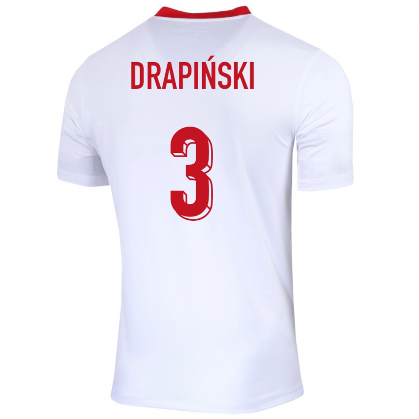 Kinder Polen Igor Drapinski #3 Weiß Heimtrikot Trikot 24-26 T-Shirt Belgien