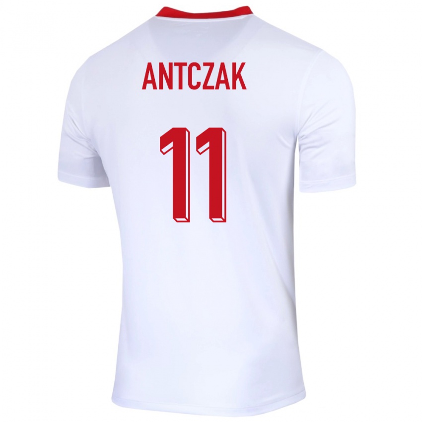 Kinder Polen Jakub Antczak #11 Weiß Heimtrikot Trikot 24-26 T-Shirt Belgien
