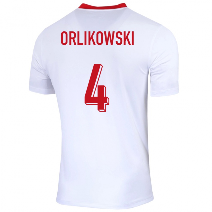 Kinder Polen Igor Orlikowski #4 Weiß Heimtrikot Trikot 24-26 T-Shirt Belgien