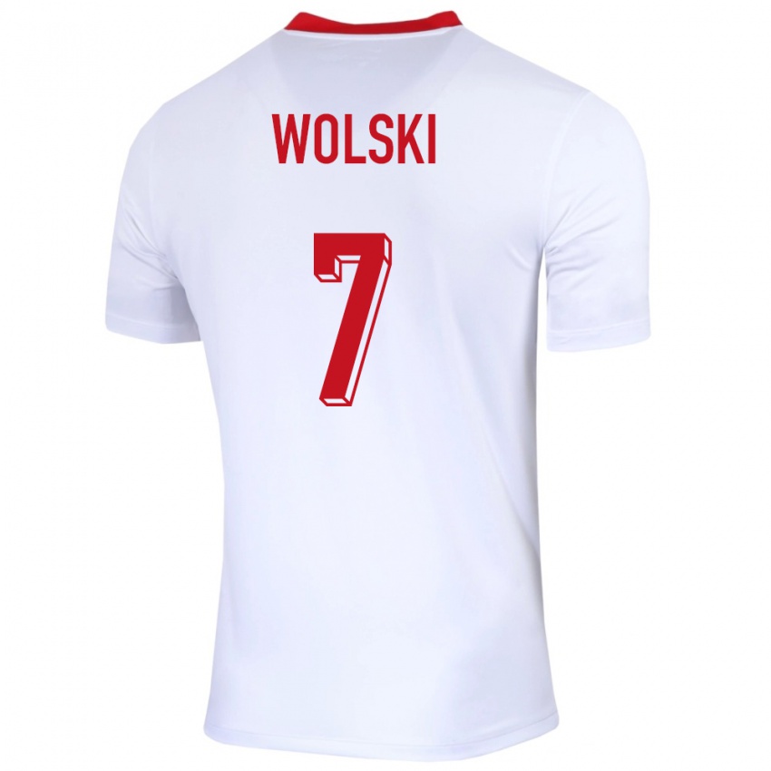 Enfant Maillot Pologne Filip Wolski #7 Blanc Tenues Domicile 24-26 T-Shirt Belgique