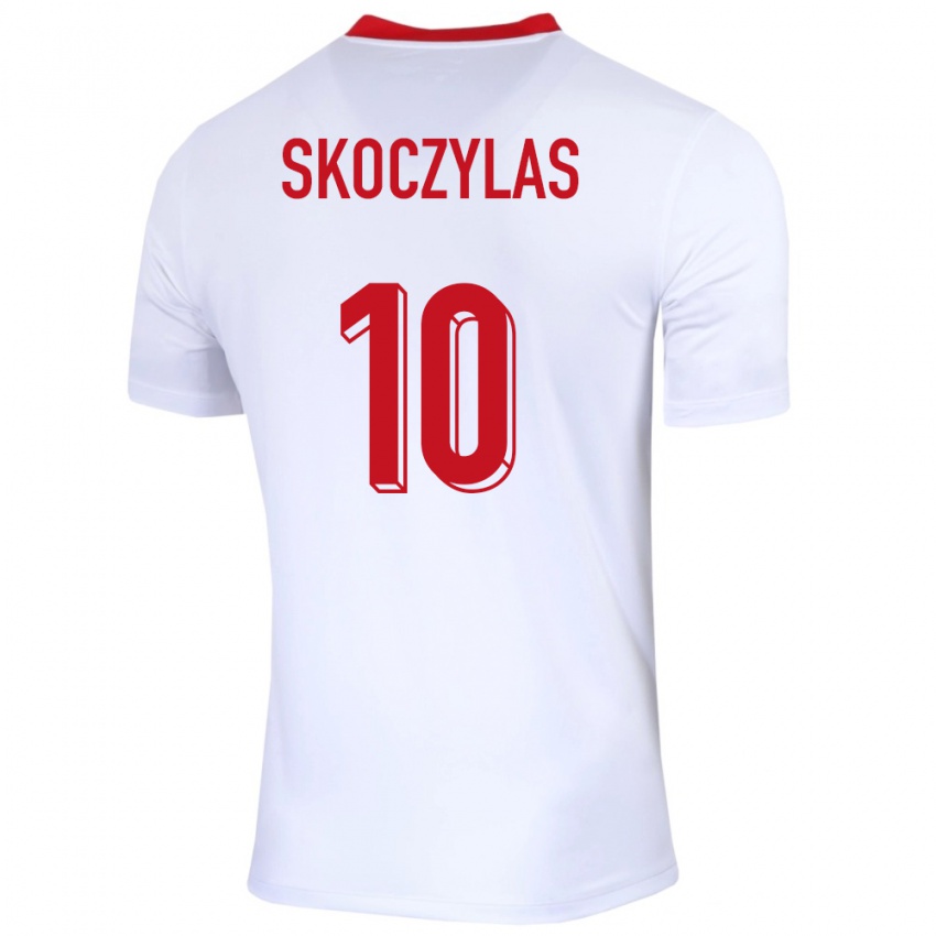 Enfant Maillot Pologne Mateusz Skoczylas #10 Blanc Tenues Domicile 24-26 T-Shirt Belgique